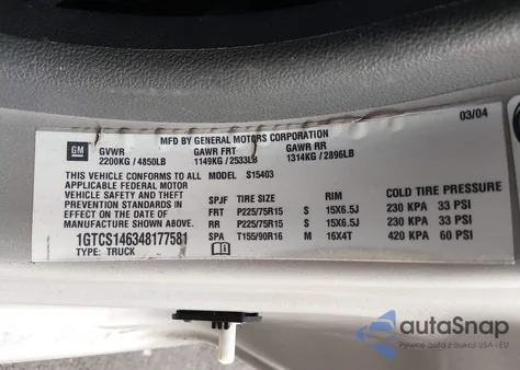 2004 GMC Canyon Sle from USA, damaged, VIN 1GTCS146348177581